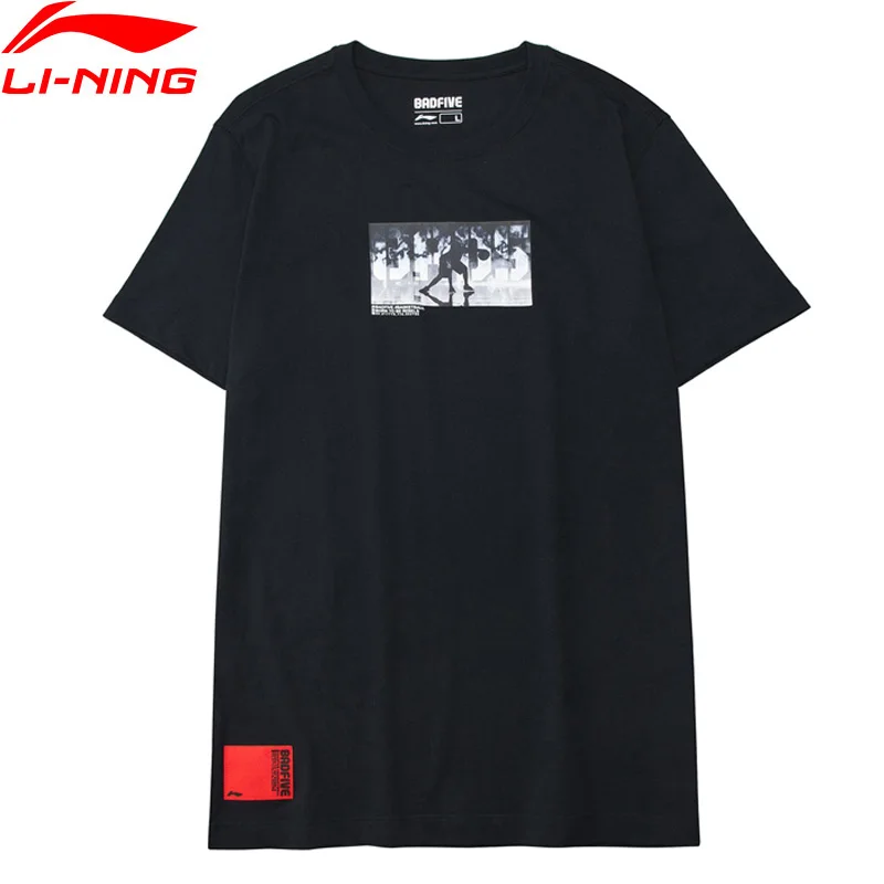 

Li-Ning Men BAD FIVE Basketball Series Jersey 100% Cotton Regular Fit LiNing Breathable Sports T-Shirts Tee AHSP029 MTS3043