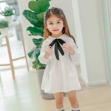 2018 New Arrival Baby Girls Spring Solid Dress Fashion Kids Princess Party Bow-knot Dresses Children Clothing