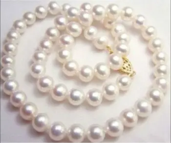 

NEW 9-10MM NATURAL WHITE SOUTH SEA AAA+ PEARL NECKLACE 18 INCH 14k YELLOW GOLD