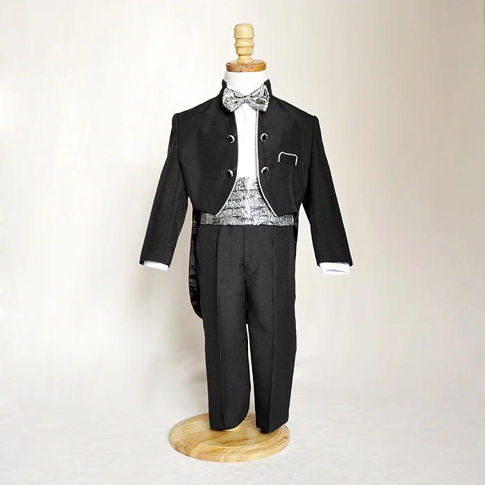 

New Arrival Smart Small Stand Collar Silver Edge Boy's Wedding Attire/Boy White Tuxedos/Kids Tuxedo Suit/Baby Boy Suit 1150