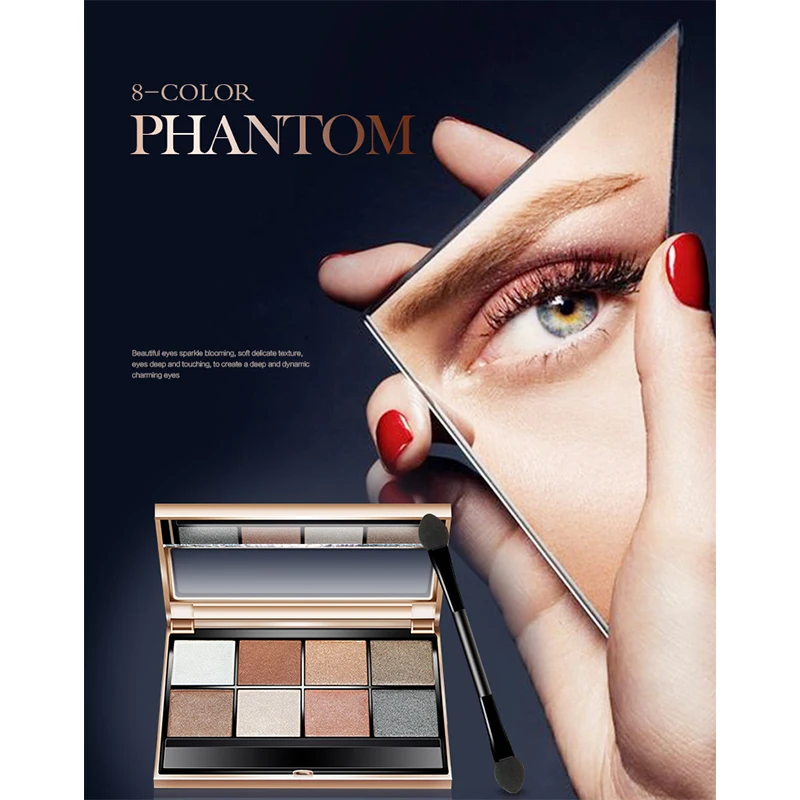 

8 color Matte Pearlescent Eye shadow disc combination waterproof Sweatproof Eye shadow palette Three-dimensional makeup