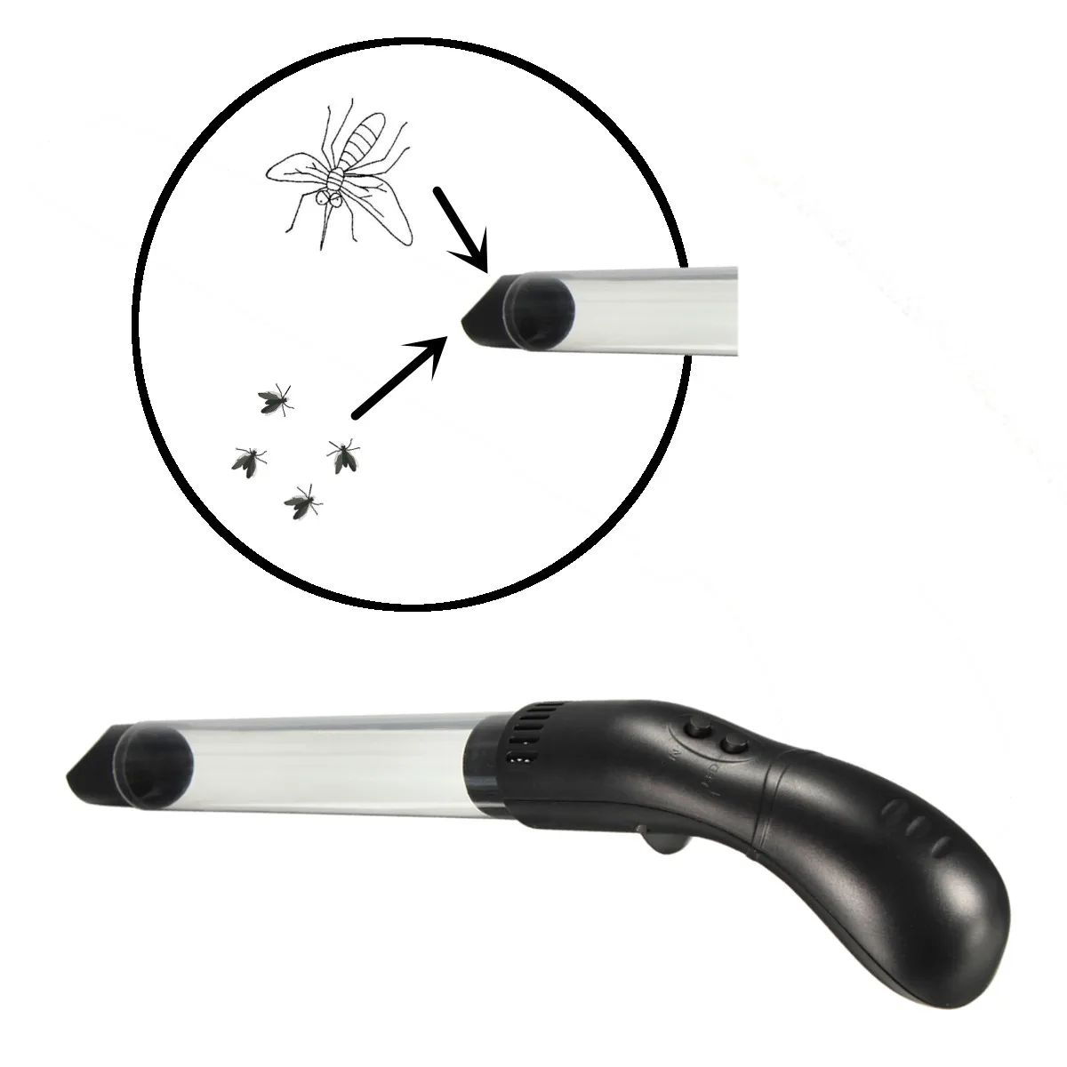 

Pest Fly Catcher No Harm Insect Vacuum LED Bug Buster Flashlight Crawlies Trap