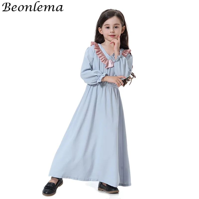 Beonlema арабский детей мусульманское платье пакистанских Кафтан vestido для девочек