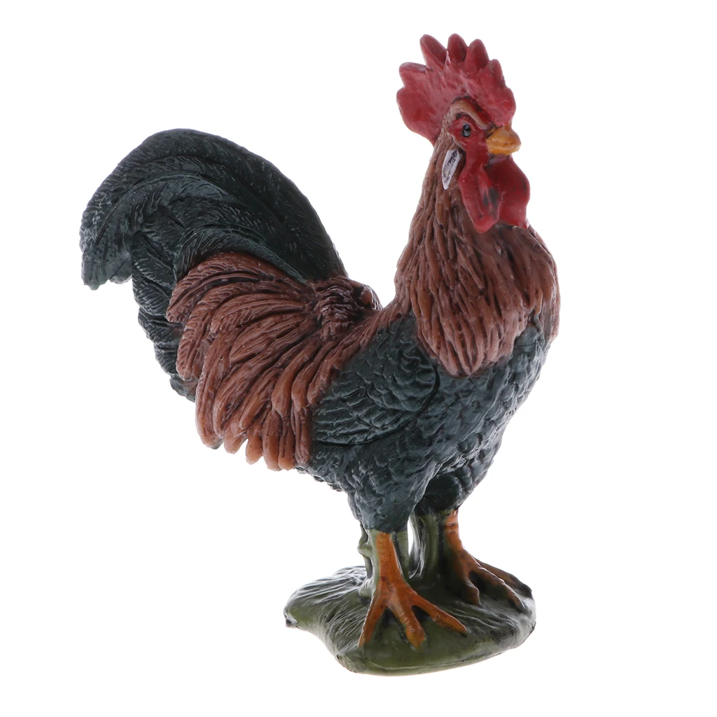 Plastic Realistic Wildlife Jungle Forest Farm Animals Cock Action Figure Toys Playset, Kids Nature Toys Home Decor Collectibles