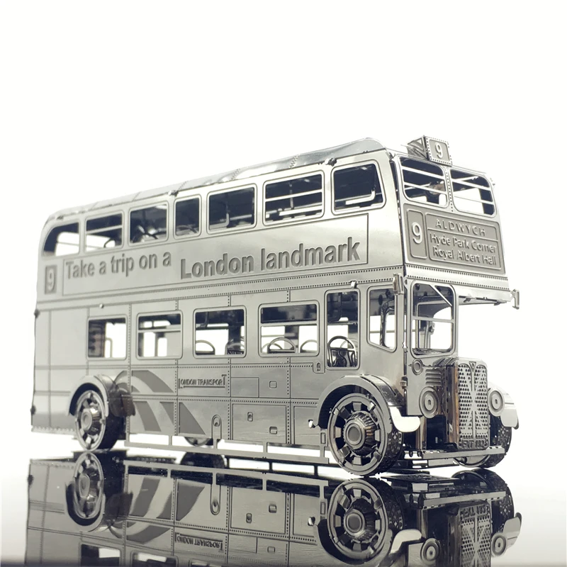 Tanie MMZ MODEL Nanyuan 3D metalowe zestawy modeli autobus londyński samochód montaż modelu puzzle I22207 2 arkusze DIY 3D wycinarka laserowa wyrzynarka zabawkowa