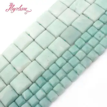 

10mm 20mm Smooth Square Blue Amazonite Beads Natural Stone Beads For DIY Necklace Bracelet Jewelry Making 15" Free Shipping