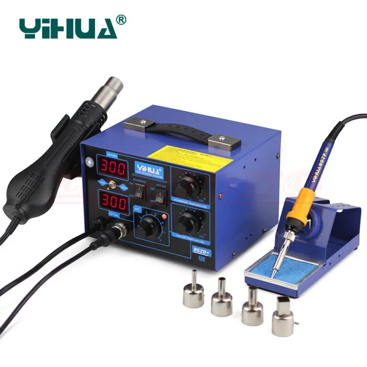 A YIHUA 862D+ 220 в 750 Вт постоянная температура Антистатическая паяльная станция паяльник тепловой воздушный пистолет - Цвет: A