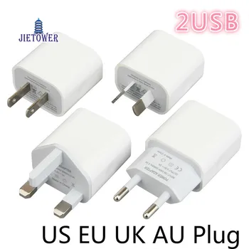 

300pcs/lot US EU UK AU Plug adapter 5V 2A 2 usb 2USB 2 Ports US Plug phone Travel Charger stocket for iphone 5 6 7 8 samsung new