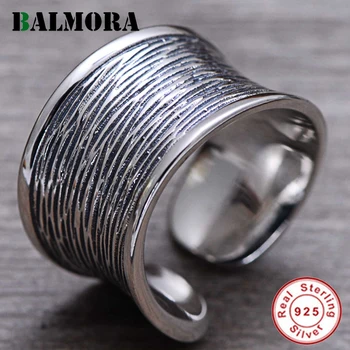 

BALMORA 100% Real 925 Sterling Silver Wire Personality Open Rings for Women Men Lovers Vintage Fashion Jewelry Anillos JWR051738