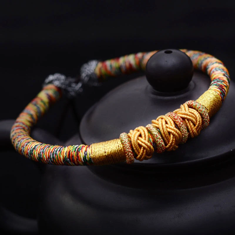 LKO тибетские цветные веревки ананас благоприятный узел для мужчин и женщин браслет Национальный Стиль тайская Веревка