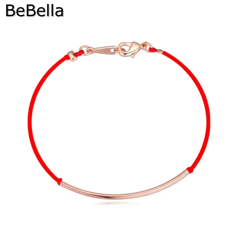 BeBella, тонкая красная веревка, линия цепи из нити, браслет в 3 цветах, изогнутые металлические модные украшения для женщин и девушек, Рождественский подарок - Окраска металла: Rose Gold