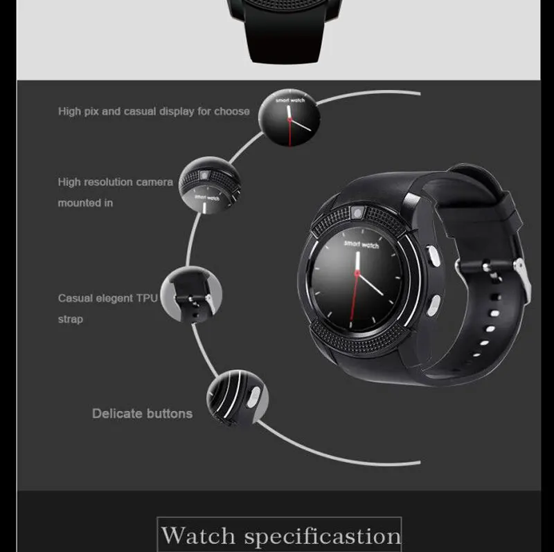universal senbono v8 smart clock with sim tf card universal senbono v8 smart clock with sim tf card