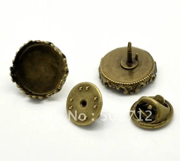 

Free shiping!!!!!!! Bronze Tone Cabochon Setting Brooches within 15mm