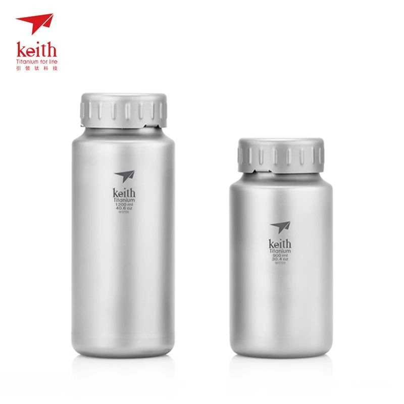 

Keith 900ml Titanium Water Bottle Large Capacity Non-threaded Kettle 1200ml With Storage Bag Wide Mouth Kettle Ti3035 Ti3036