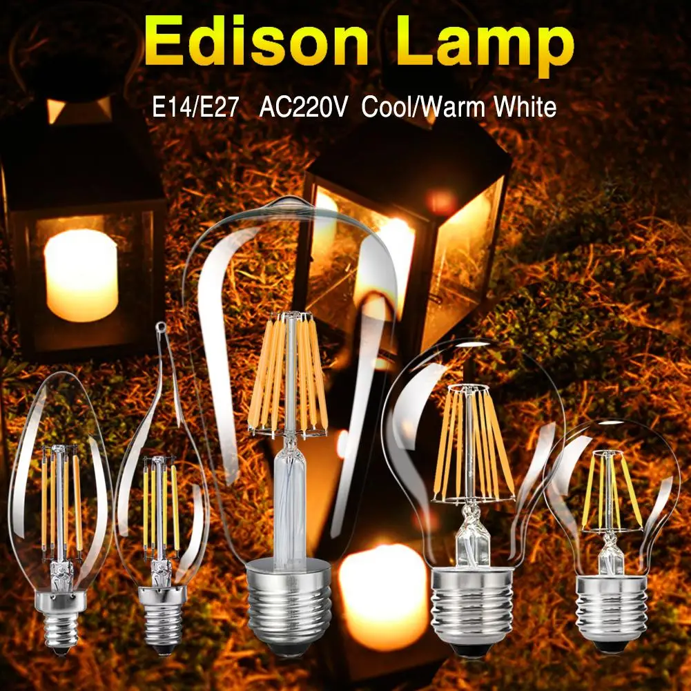 

E14 LED Candle Bulb 4w 8w 12w 16w E14 C35 Filament Light E27 LED Lamp Replace Incandescent LED Bulb E27 220V A60 ST64 bombilla