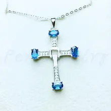 Сапфировое Ожерелье Подвеска натуральный настоящий сапфир 925 стерлингового серебра крест стиль 0.35CT* 4 шт драгоценный камень# CY18102903