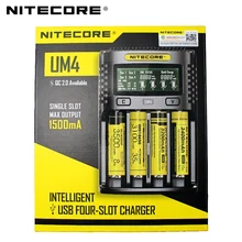 100% الأصلي NITECOR UM4 UM2 LCD USB QC شاحن بطاريات ذكي ل ليثيوم أيون IMR INR ICR LiFePO4 18650 14500 26650 AA 3.7 V 1.2 V 1.5 V