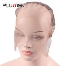 Тонкая мягкая полная шапочка под парик с ушками на ухо растягивается Предварительно Сделано для вас Ткачество Чистая ткачество шляпа парик основа из швейцарского кружева для парика шапка