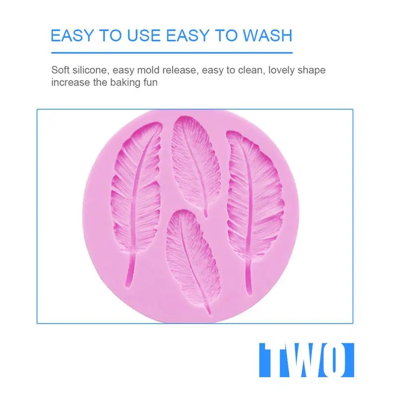 Leaves Feather Shaped 3D Reverse Sugar Molding Fondant Cake Silicone Mold For Fimo Polymer Clay Molds Decoration Tools (5)