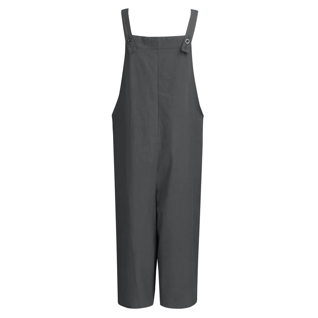 Womail Jumpsuit Playsuits Summer Women Jumpsuits Sexy Linen Sleeveless Soild Loose Sling Vest Pocket Rompers 19 JUN19
