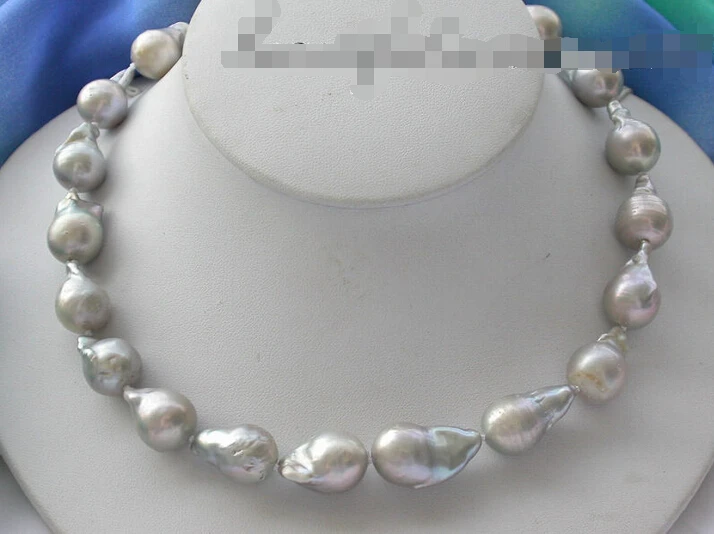 

shipping Z3426 17" 22MM gray drip baroque keshi reborn pearl necklace