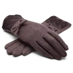 ASR450 2019 новые зимние женские теплые перчатки однотонные кружевные кашемировые короткие перчатки Модные варежки перчатки женские перчатки