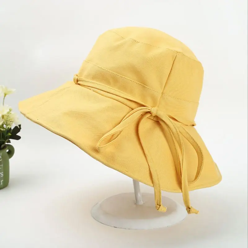 MYZOPER Мода г. сплошной цвет лук Корейская версия Fisherman'S Hat повседневное прилив на лето и весну шапочка для бассейна женская шляпа