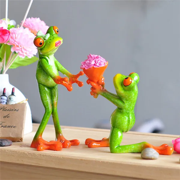 Funny Frog Family Office Styles Resin Toys Figures - 7