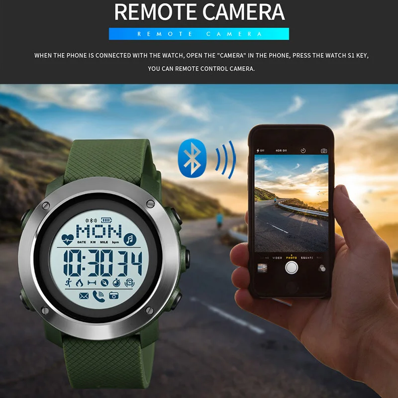 

Smartwatch Men Sport Watch Waterproof Smart Watch For Android Wear Android OS IOS Bluetooth Compass reloj inteligent SKMEI 2019