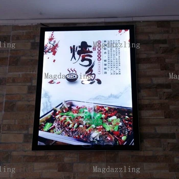 

A2 Super Slim Wall Mount Magnetic Open Aluminum Frame LED Illuminated Menu Panels Display Light Boxes for Restaurant /Fast Food