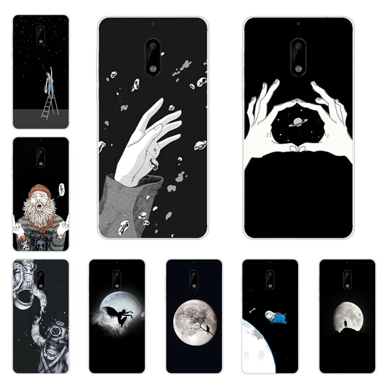 for nokia 1 2 3 5 6 2018 Case Silicon Black graffiti Painting Soft TPU Back Cover Protect Phone cases shell |