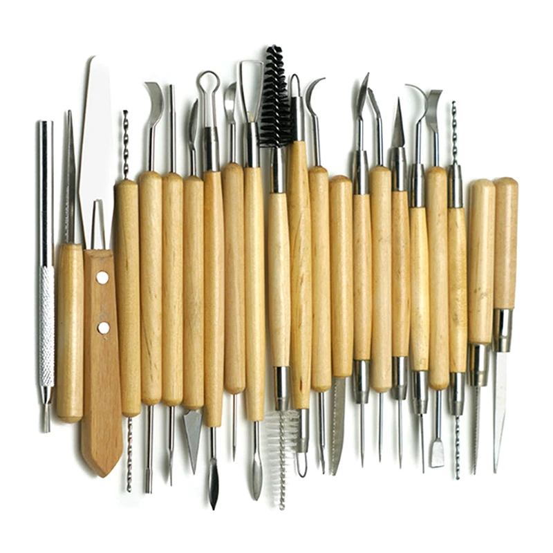 30pcs/Set Pottery Clay Sculpture Carving Modelling DIY Craft For Home