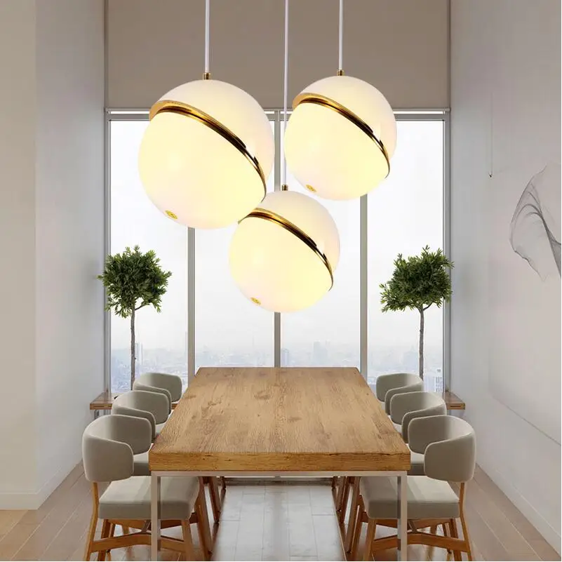 Nordic modern D20cm D30cm D40 glass ball bubble led pendant light gold ring kitchen living room restaurant bedroom hanging lamp | Лампы и