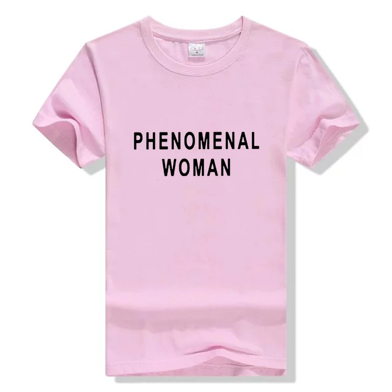 

Female Tshirt Gray Black Drop Ship PHENOMENAL WOMAN Letter Print T-Shirt Women Funny Graphic Tshirt Casual Tee Top