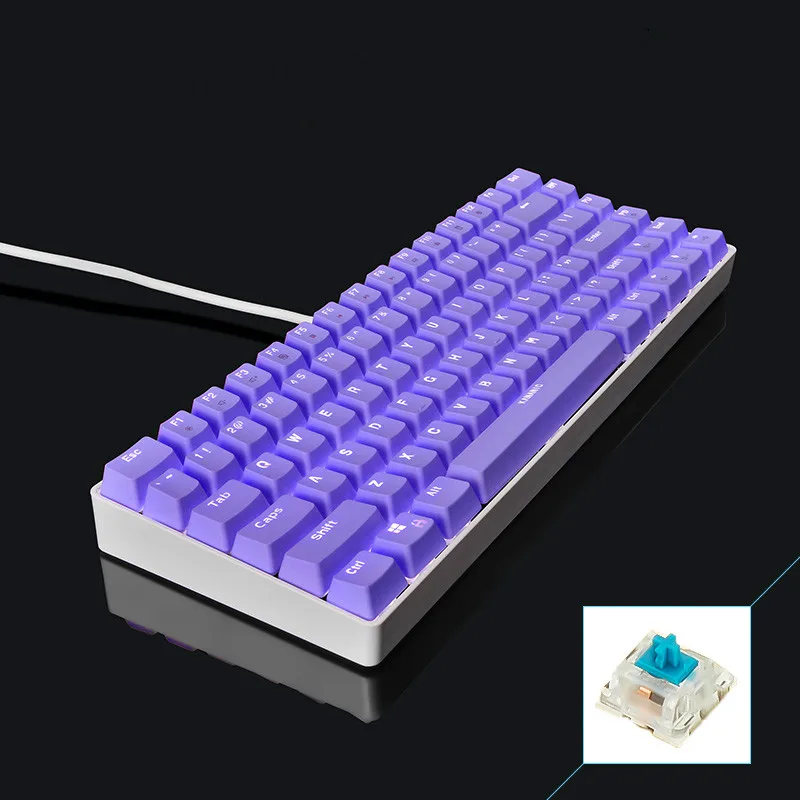  KANANIC White Light Mechanical Gaming Keyboard CIY Blue Switch Blue/Pink/Orange/Purple PBT Keycap 8