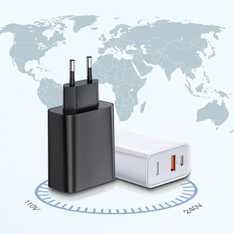 Зарядное устройство Baseus с двумя USB портами и поддержкой быстрой зарядки 4 0 3 30