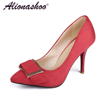 

Party Shoes For Ladies Shallow Pointed Toe Womens Shoes Plus Size 34-43 Spring/Autumn Fashion Flock Super High Women Pumps