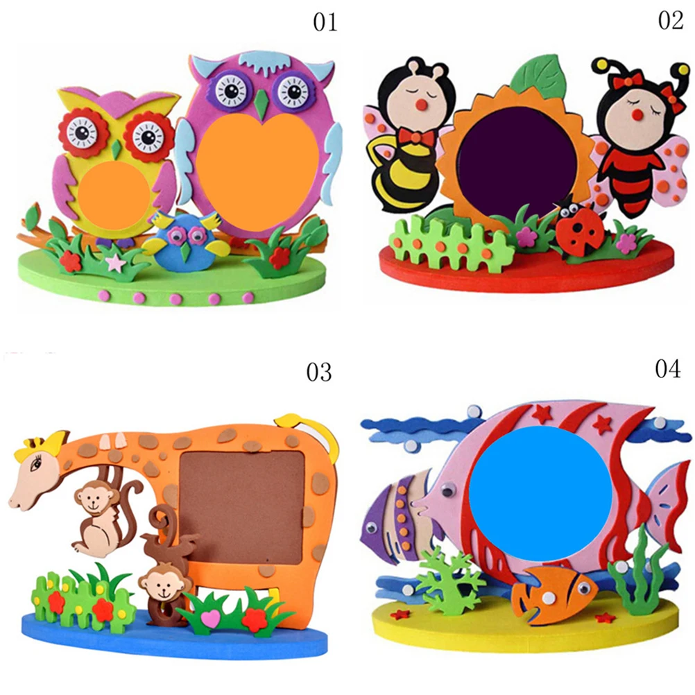 Frame Foam Craft Kits Easy Crafts EVA Sticky Sticker Animal Photo Frames Kids Child Creative