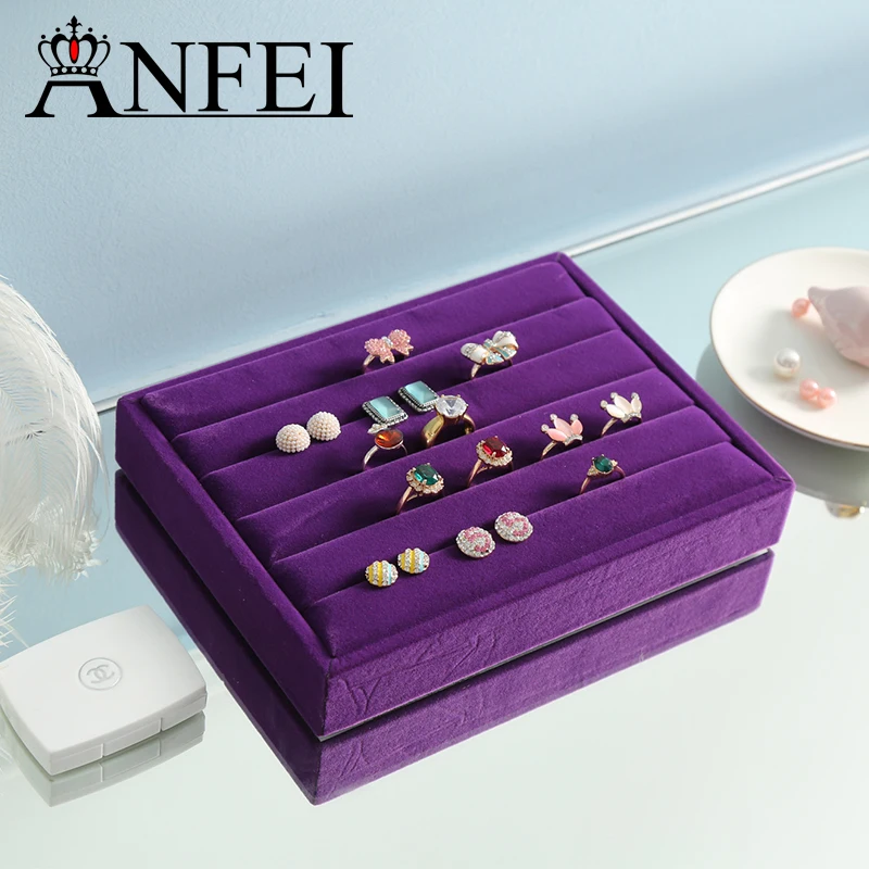 ANFEI фиолетовый цвет 20*15*3 см (Д * Ш В) бархатные серьги кольцо Органайзер шпильки