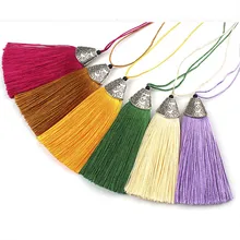 10 шт., 8 см, цветные шелковые кисточки с колпачками, декоративные подвески с кисточками, серьги с подвесками для самостоятельного изготовления ювелирных изделий, аксессуары для вешалки