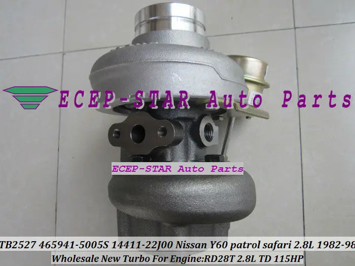 Турбокомпрессор TB2527 465941 5005S 452022 0001 14411 22J00 Для NISSAN Y60 Patrol saфари 82 RD28T 2.8L|turbocharger