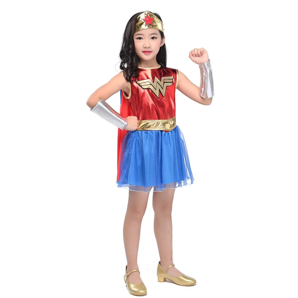 Girls Superhero Costume Fancy Dress Wonder Women Batgirl Robin Supergirl Costume DC Superhero Outfit Halloween Costume for Kids