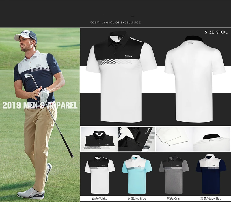 

Z2019 Men Sportswear Short sleeve Golf T-shirt 4colors Golf clothes S-XXL in choice Leisure Golf shirt Free shipping