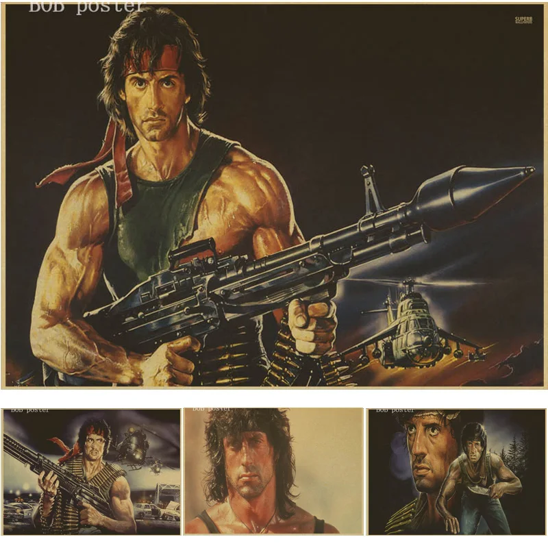 

Stallone Rambo First Blood john ranbo poster Vintage Retro Kraft Paper Antique Poster Wall Sticker Home Decora