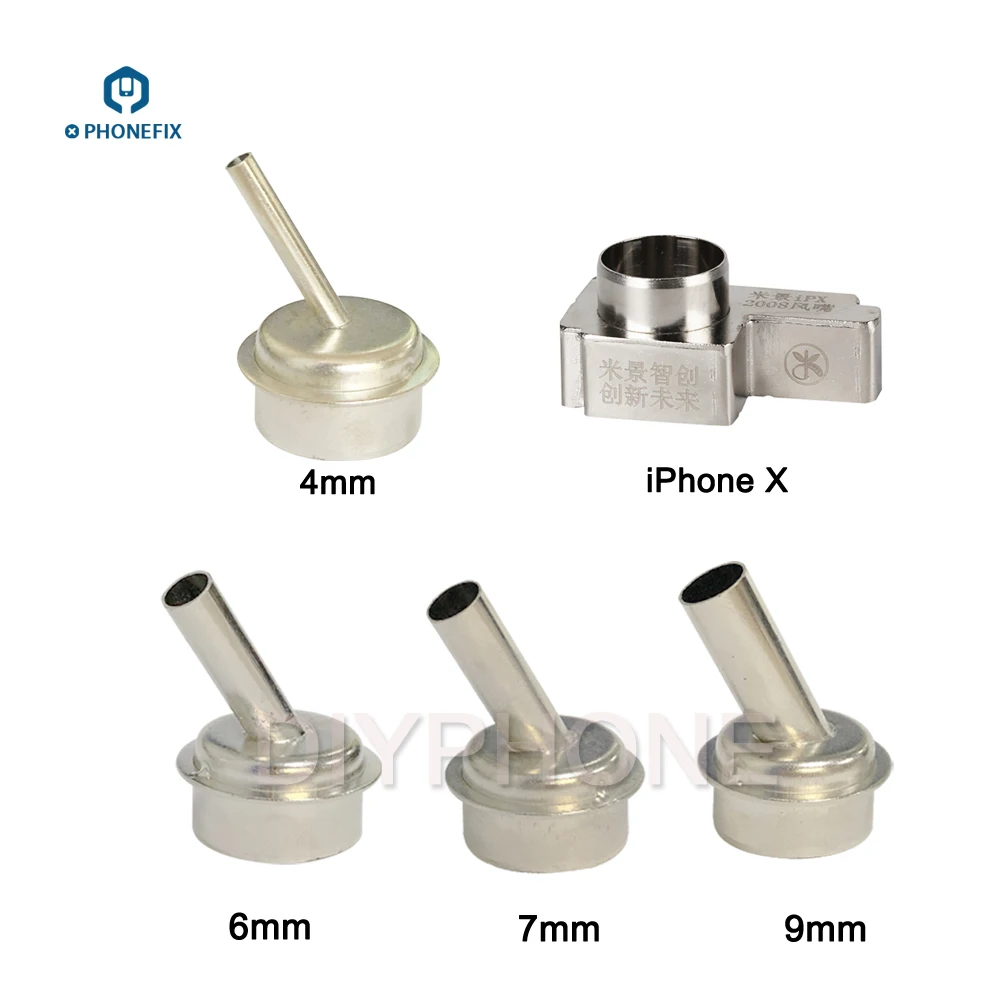 

PHONEFIX Replaceable Curved Angle 45 Degree Heat Gun Nozzle TR1300A QUICK 861DW Nozzle Sleeve 4mm 6mm 7mm 9mm Phone PCB Repair