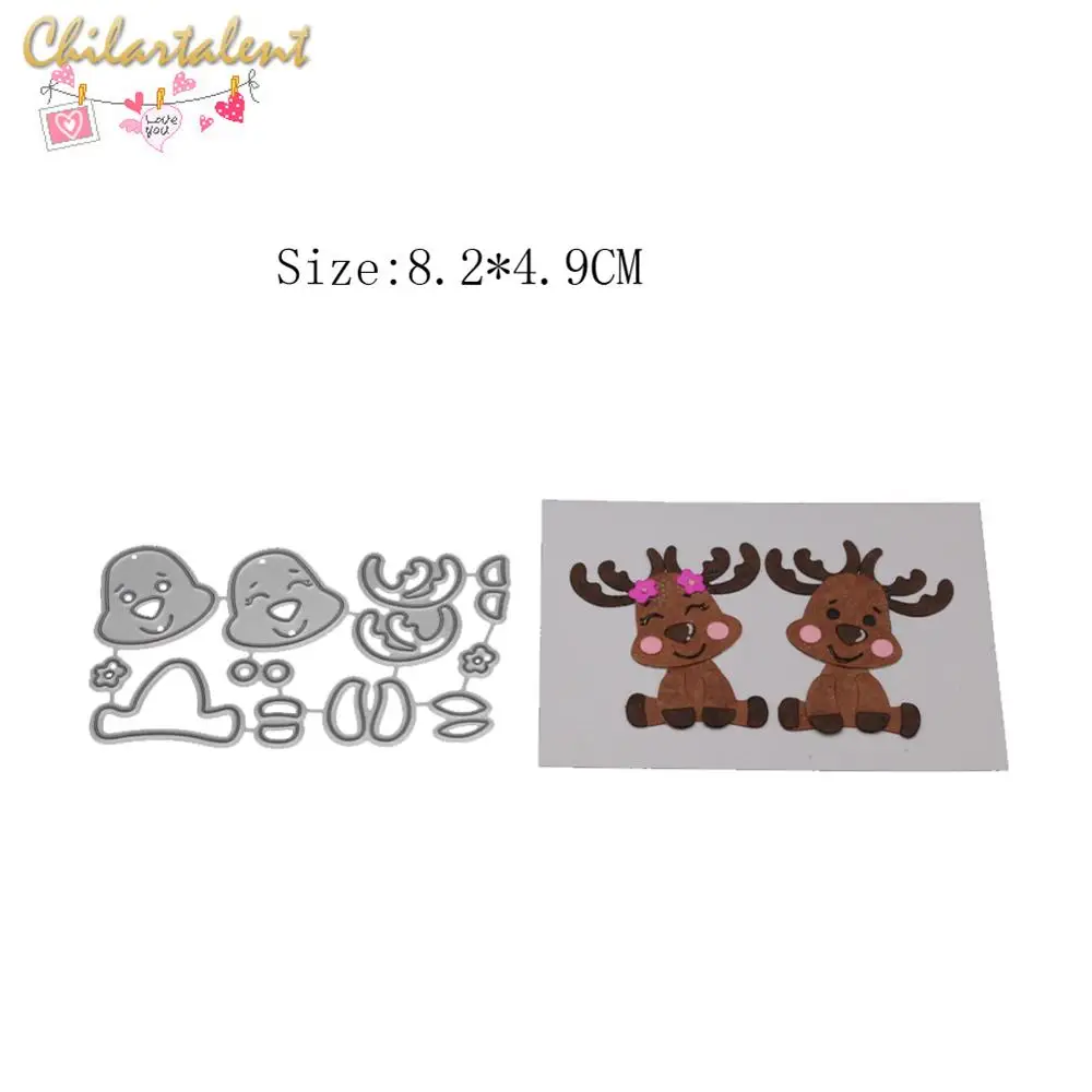 

Cute Deer background Metal Cutting Dies Stencils for Scrapbooking Photo Album Card Paper Embossing Craft DIY Stamps