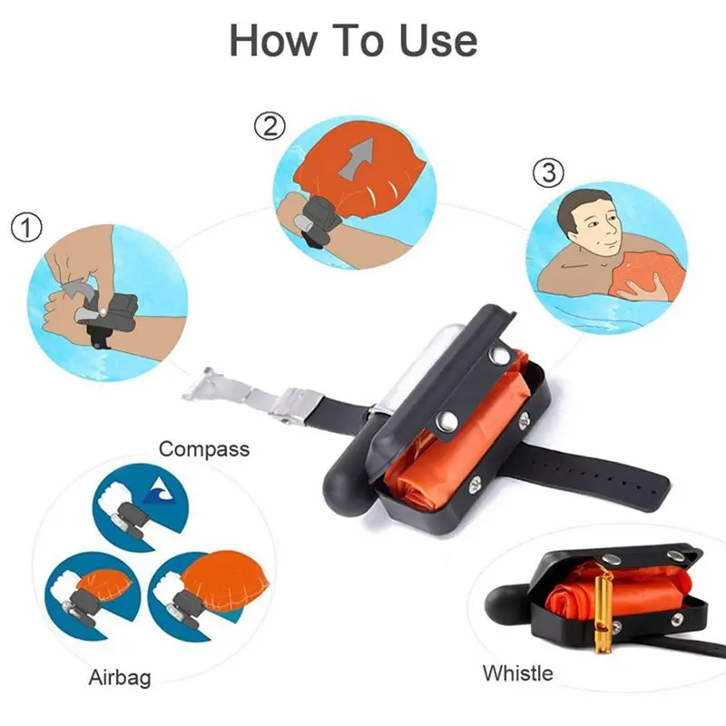 Спасательный Браслет, защищающий от утопления, надувной спасательный плавающий браслет, аварийное устройство для детей и взрослых