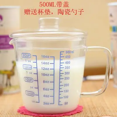 Стекло мерный стаканчик с масштаба/Стекло молоко/прозрачный тепла выпечки/Может Микроволновая печь/красный молока чашку /кухня мерные чашки для бара - Цвет: 01