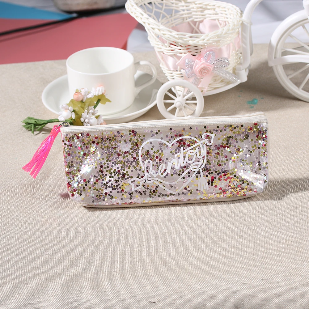 1PC NEW Fashion Laser Quicksand Sequins Pen Bag Cosmetic Bag Makeup Pouch Gesture Pencil Case Coin Purse Storage Holder