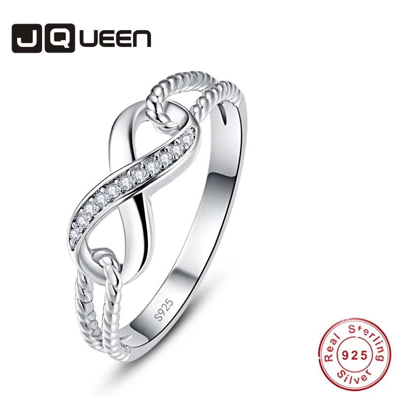 JQUEEN Простой стиль обручальное кольцо из стерлингового серебра 925 пробы